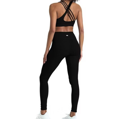 POPSUGAR 2 Piece Workout Sets for women - High Waist Leggings and Sports Bra Yoga Set Matching Gym Pilates Running Work Outfit  SMALL Black Night | Target