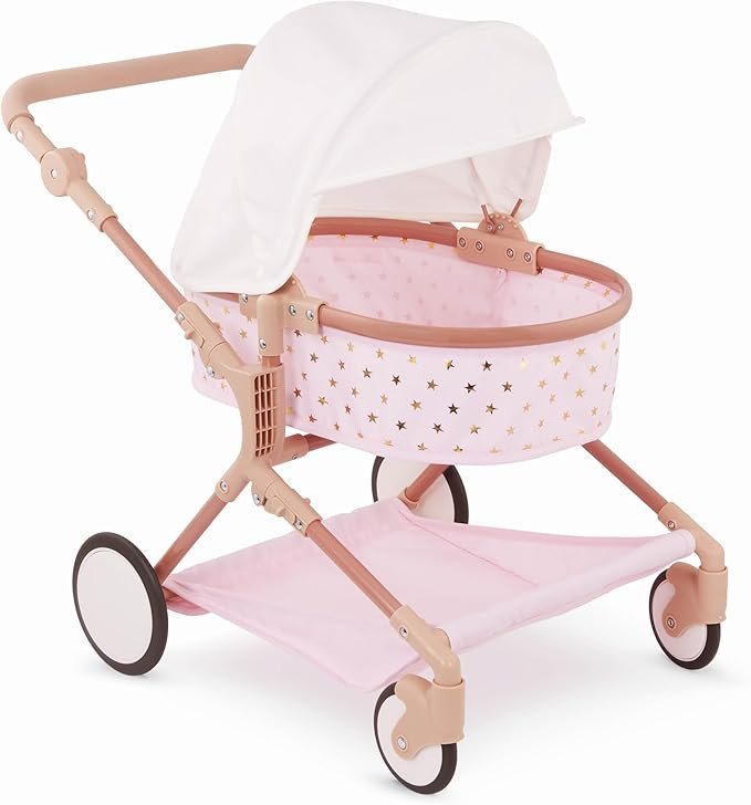 LullaBaby – Twin Doll Stroller – Pink Toy Stroller With Gold Stars – Foldable Canopy, Swive... | Amazon (US)