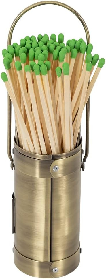 Match Stick Holder in Aged Brass | Decorative Metal Storage Bucket, Caddy, Basket for Long Matchs... | Amazon (US)