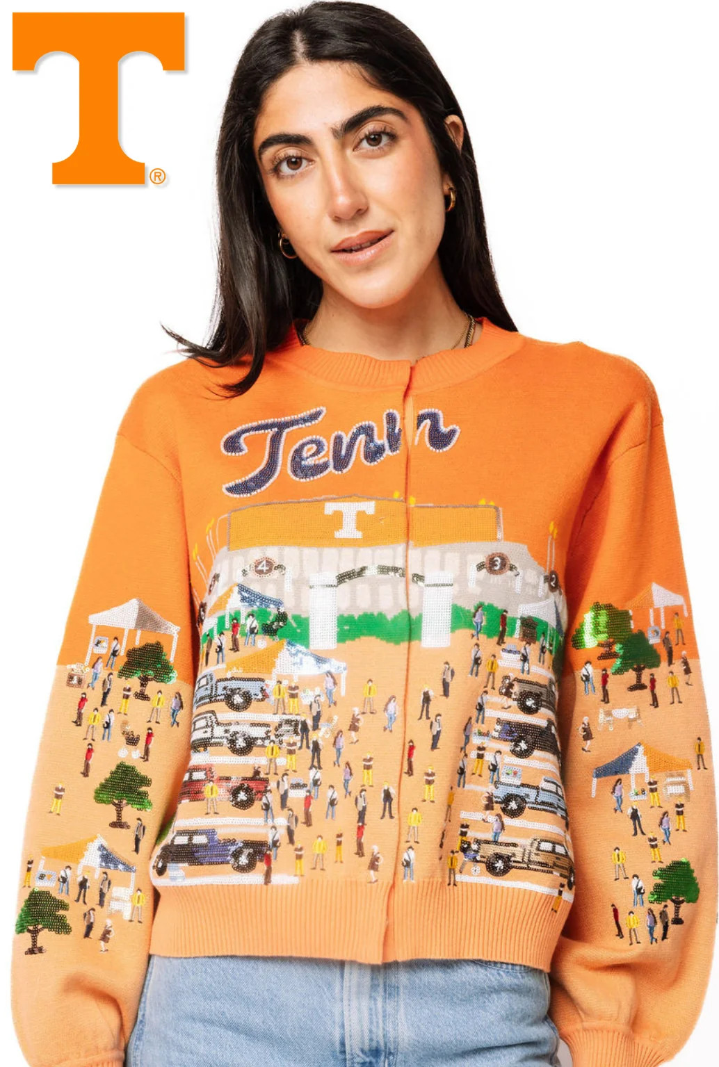 Licensed Tennessee Stadium Tailgate Party Button Up Cardigan | Queen of Sparkles