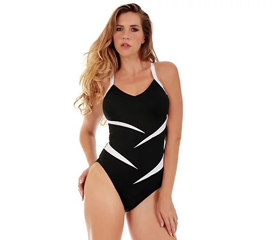 InstantFigure Compression Two-Tone Swimsuit | QVC