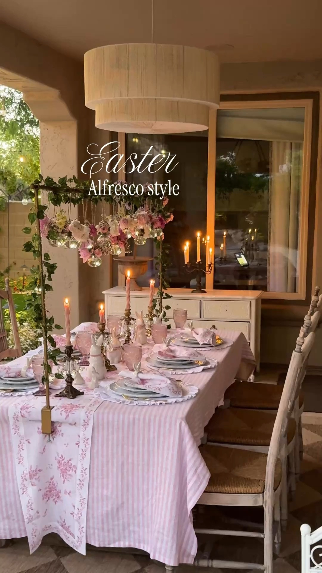 Easter alfresco style 🌸🍃


Tablescape, table setting, hanging jars, table rod, Easter table, alfresco dining, spring table 

#LTKSeasonal #LTKHome