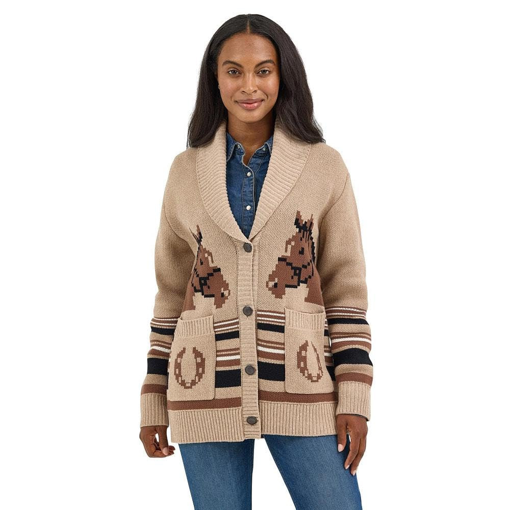 Wrangler Women's Brown Horseshoe Cardigan | Amazon (US)