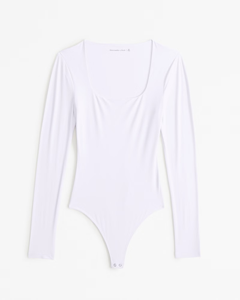Soft Matte Seamless Long-Sleeve Squareneck Bodysuit | Abercrombie & Fitch (US)