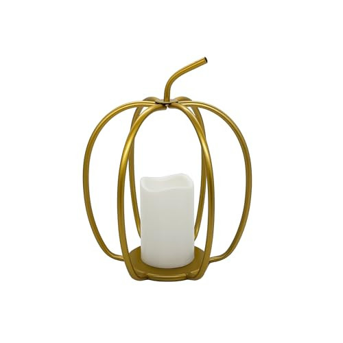 11" Gold Hollow Pumpkin Metal Candle Holder with LED Candle by Ashland®-Fall Home Decor | Amazon (US)