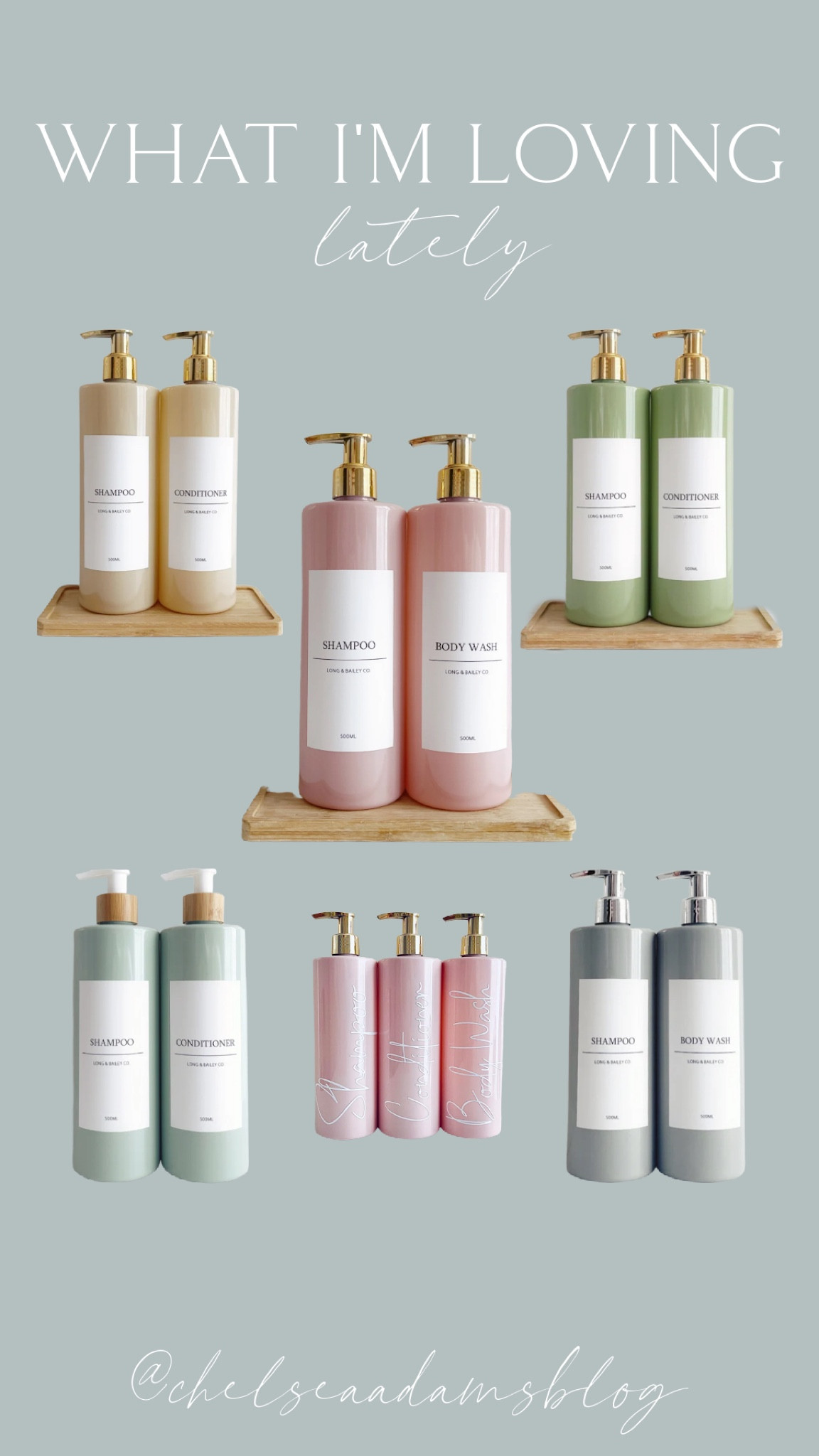 my new refillable bottles!
pink and gold refillable pump bottle
Etsy find
Shower organization
Shampoo
Conditioner
Body wash
Grandmollenial


#LTKunder100 #LTKunder50 #LTKhome