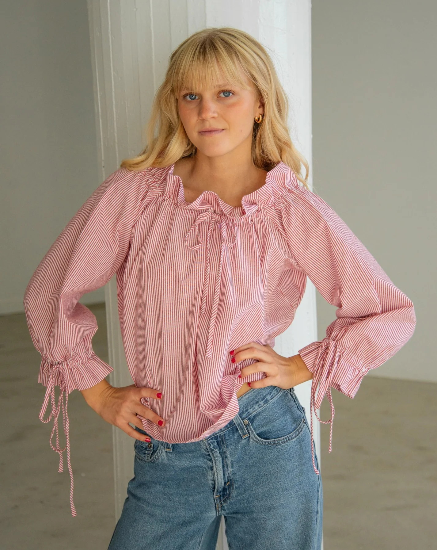 The Ruth Blouse - Red Pinstripe | Sonderhaus