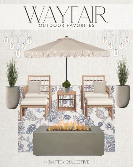 Wayfair outdoor favorites including these patio chairs, scalloped umbrella, rug, fire table, and decor! Shop the Wayfair Fourth of July clearance happening now through July 7th! Save up to 70% off with fast shipping! #WayfairPartner #Wayfair @wayfair

#LTKSaleAlert #LTKHome #LTKSeasonal