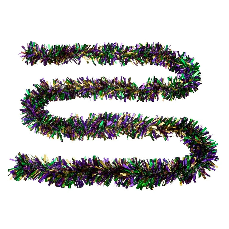 Tinsel Garland, Purple/Green/Gold, 8', Mardi Gras by Way To Celebrate | Walmart (US)