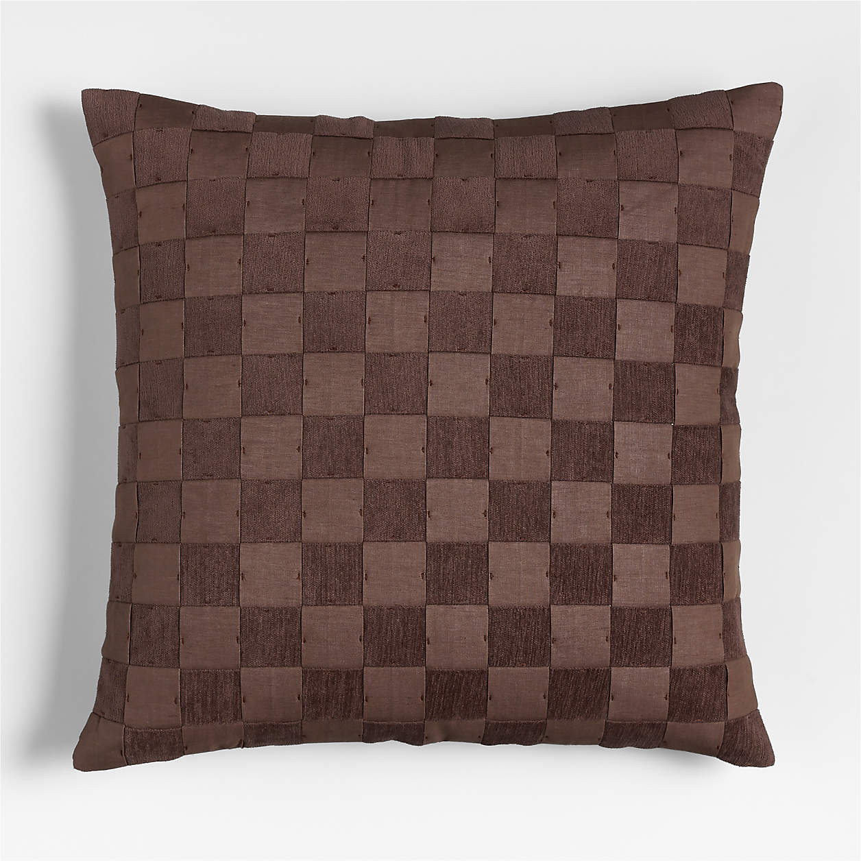 Tonal Checkerboard Organic Cotton Linen Blend 23"x23" Deep Brown Throw Pillow Cover + Reviews | C... | Crate & Barrel