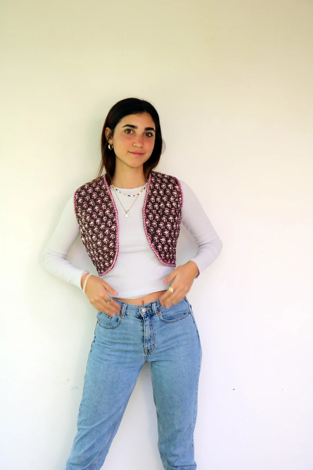 Indian Quilted Vest Vintage 70s Boho Hippie Cotton Block - Etsy | Etsy (US)