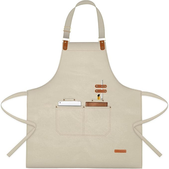 Chef Apron for Men Women with Pockets Adjustable Strap, Water Repellent Apron for Cooking, Baking | Amazon (US)