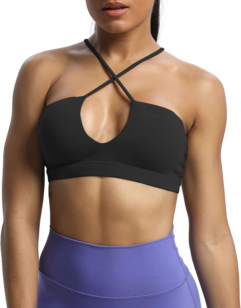 Aoxjox Women's Workout Sports Bras Jamie Deep V Fitness Backless Padded Training Gym Bra Yoga Cro... | Amazon (US)