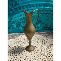 Vintage Small Etched Brass Vase - Pitcher- Water Vessel- Aged | Etsy (US)