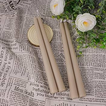 Viyffo Taper Candles 10 Inch – 4 Pack Nougat Note Brown, Dripless, Unscented, Smokeless – 8 H... | Amazon (US)