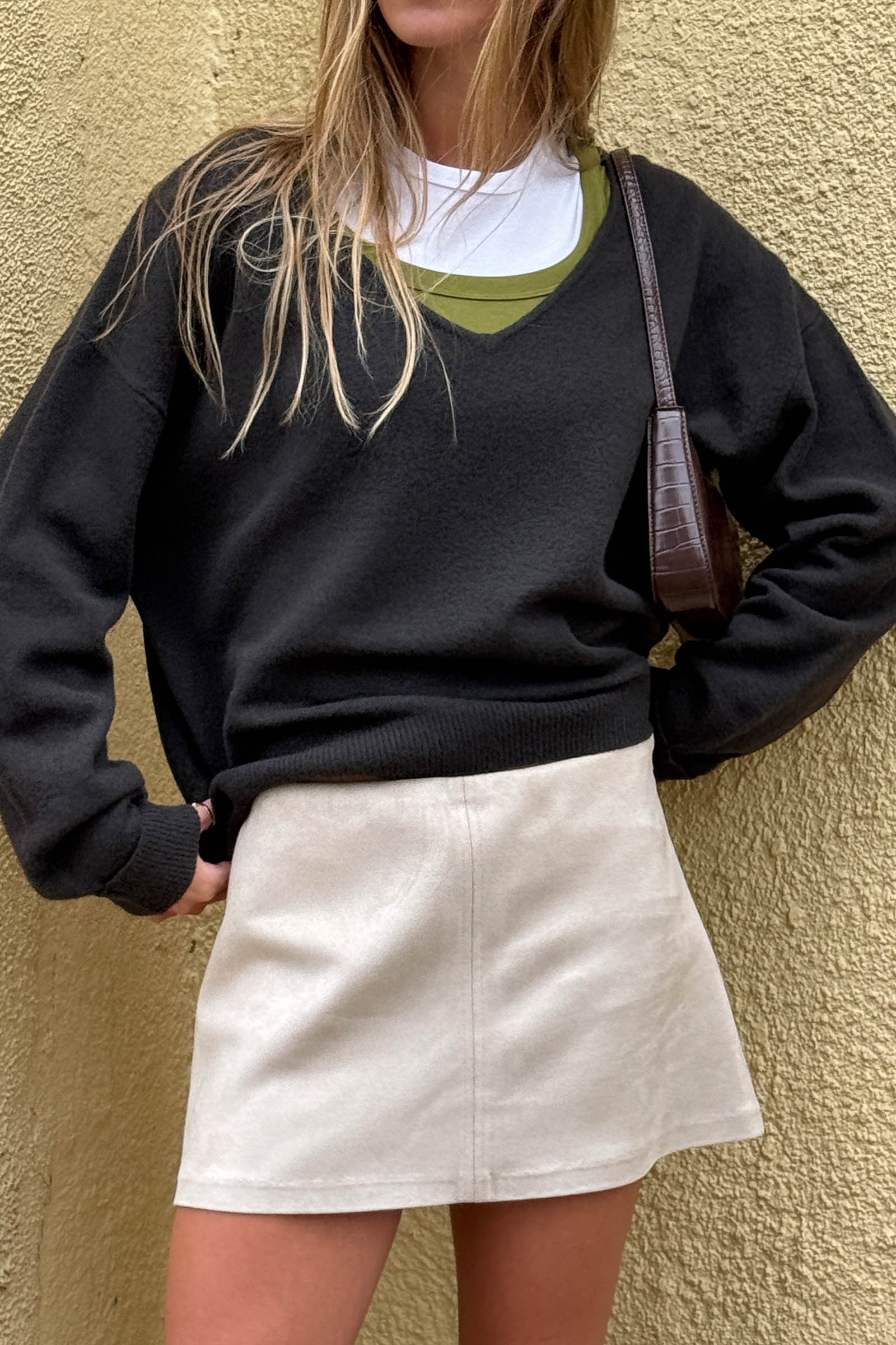 V Neck Knit Sweater Khaki | Ardene Canada | Ardene US