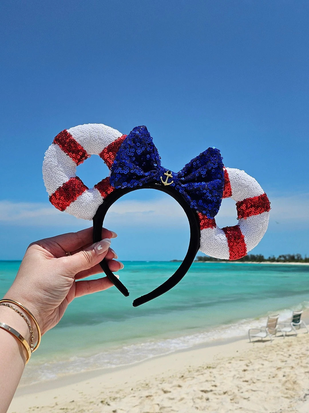 Cruise Line Buoy Mouse Ears | Cruise Line Ears | Lifebuoy Ears | Sequin Cruise Ears | Castaway Mo... | Etsy (US)