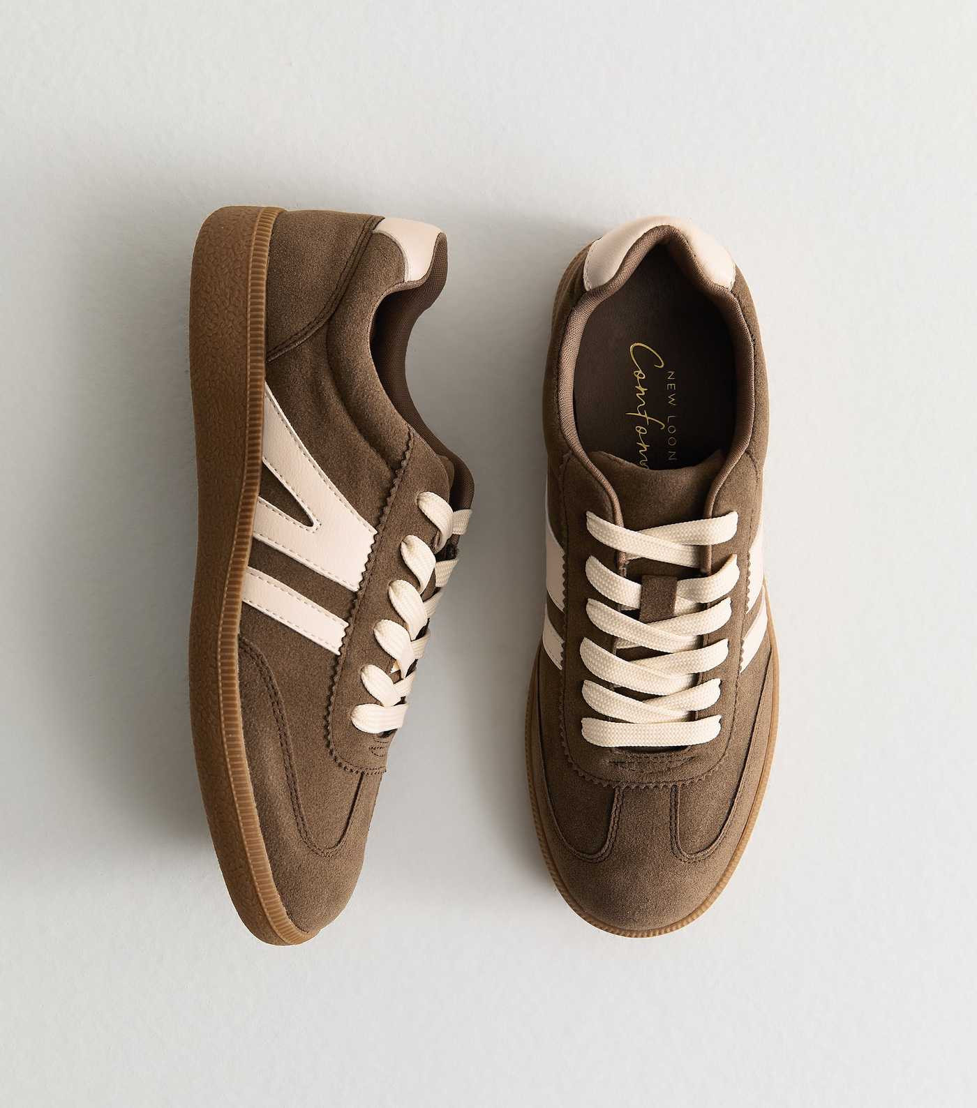 Brown Faux Suede Panelled Trainers | New Look | New Look (UK)