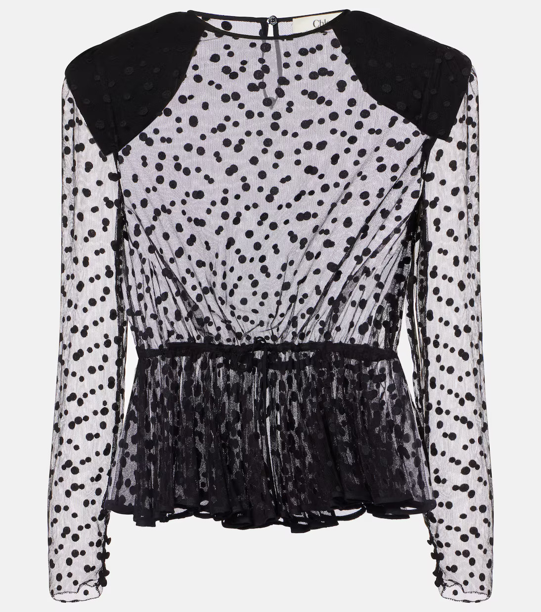 Polka-dot peplum cotton-blend tulle top | Mytheresa (US/CA)