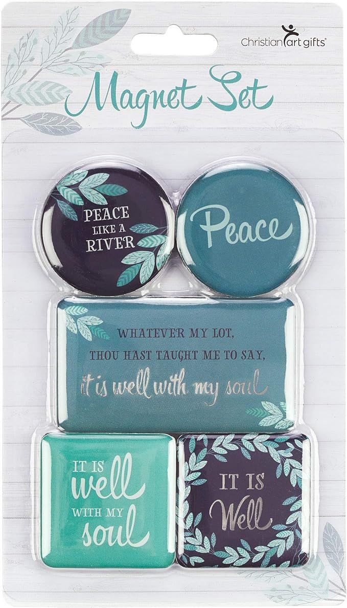 Christian Art Gifts Teal Refrigerator Magnets | Well with My Soul Hymn | Inspirational Fridge Mag... | Amazon (US)
