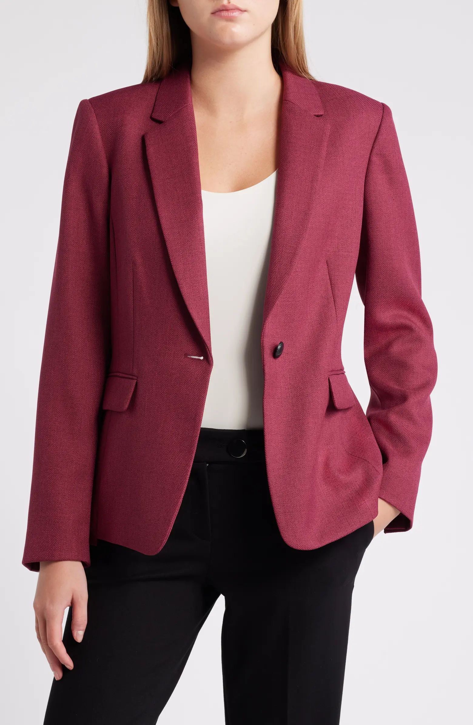 Herringbone One-Button Blazer | Nordstrom