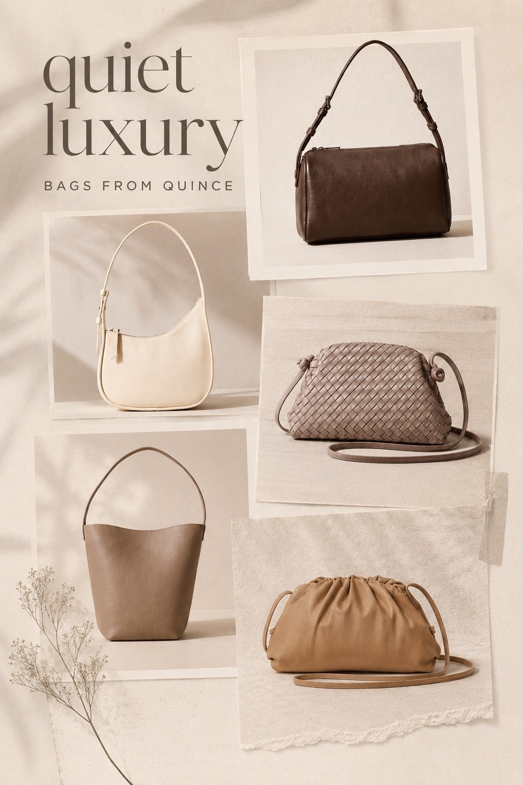 Quiet luxury bags you’ll wear for years, not just one season. 🤎

From a timeless shoulder bag to an elevated woven crossbody, a minimalist bucket bag, a soft leather pouch, and a structured everyday silhouette, these @Quince  handbags prove that effortless style doesn’t have to come with a luxury price tag.

If you’re building a classic capsule wardrobe, these are the versatile leather bags you’ll reach for on repeat. Perfect for everyday outfits, travel, work, and polished weekend style. ✨ #quince  #quincepartner