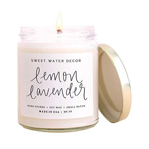 Sweet Water Decor Lemon Lavender Candle | Lemon, Lavender, Eucalyptus, Summer Scented Soy Candles... | Amazon (US)