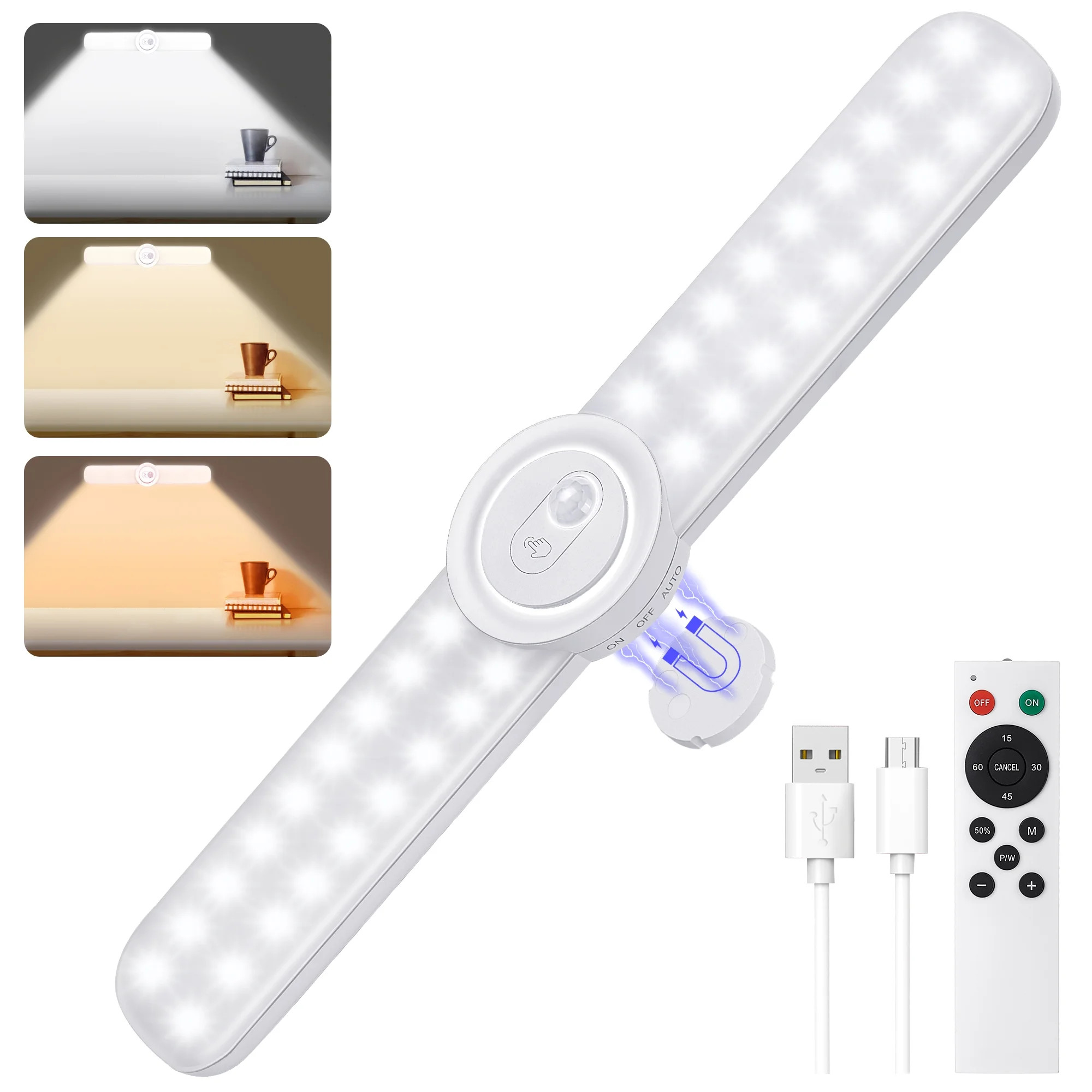 Meromore 72 LED Closet Lights, USB Rechargeable Under Cabinet Lighting Kit with Motion Sensor and... | Walmart (US)