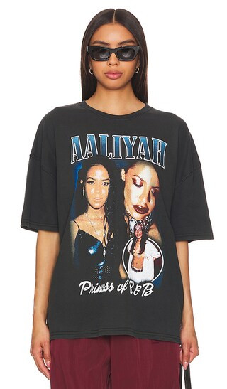 Philcos Aaliyah Princess Of R&B Oversized Tee in Black. - size S (also in L, M) | Revolve Clothing (Global)