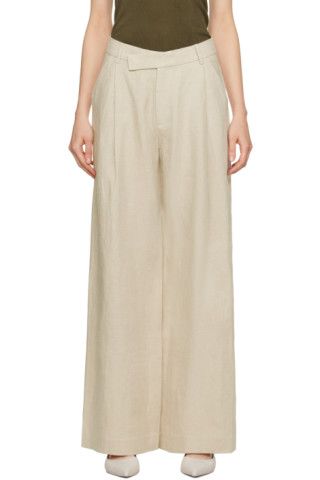 Beige Overlap Trousers | SSENSE