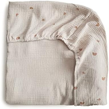 mushie Extra Soft Muslin Fitted Crib Sheet | 28"x 52" (Rainbow) | Amazon (US)