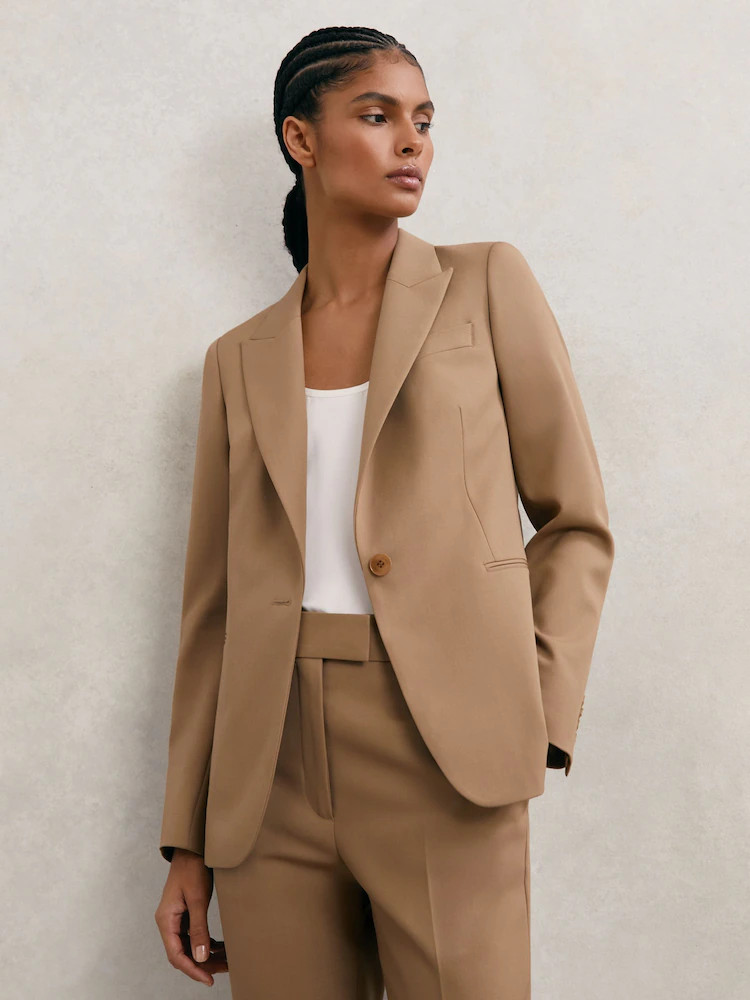 Buy Reiss Camel Jade Wool-Blend Single-Breasted Suit Blazer from Next USA | Next US