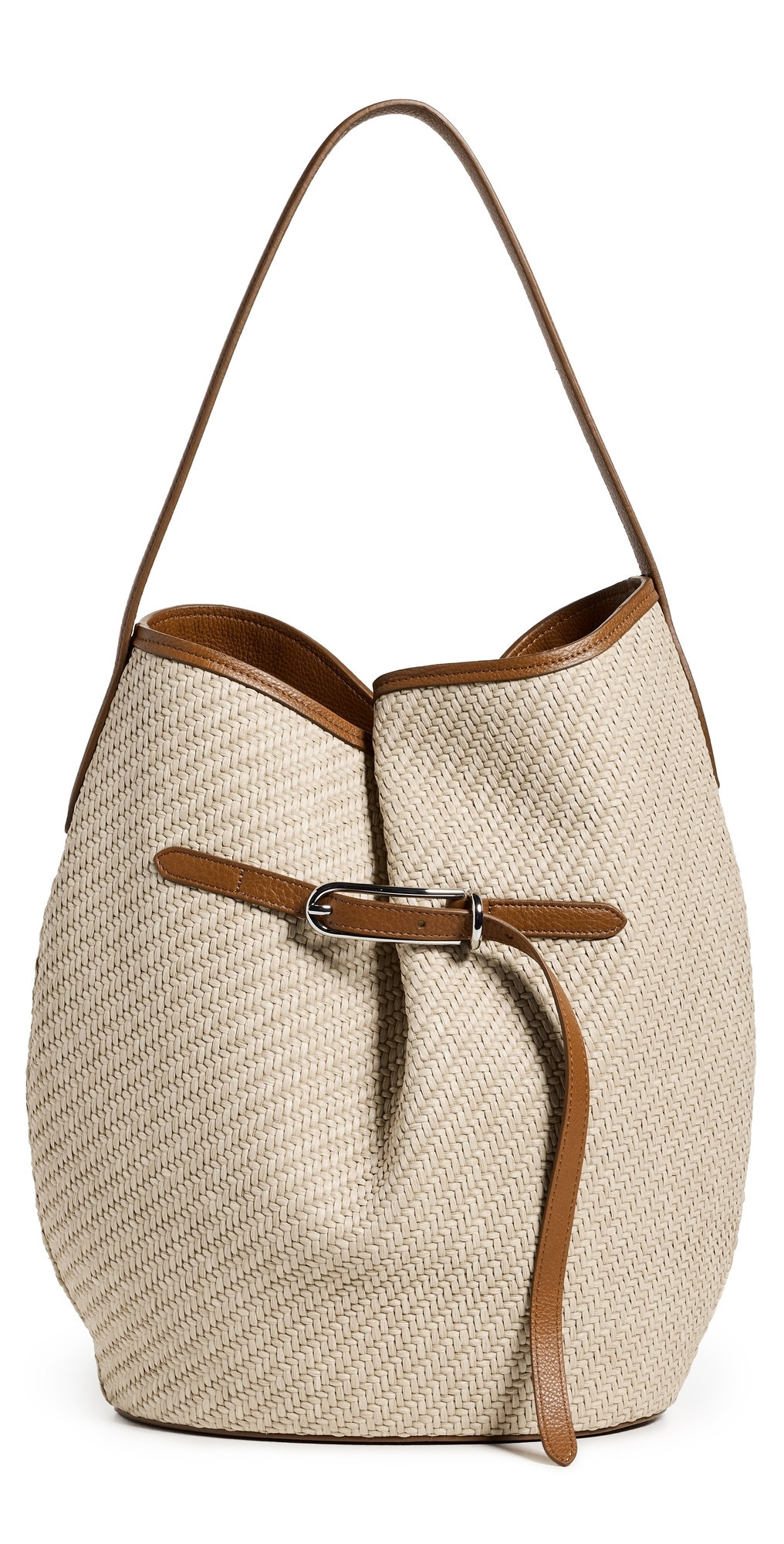 Liffner Belted Large Raffia Bucket Bag Beige Silver Hardware One Size | Shopbop