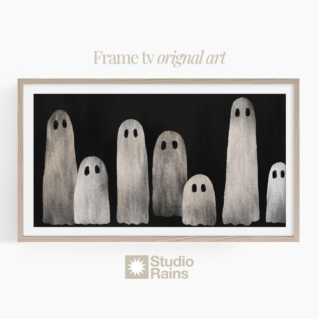 Frame TV Ghost Art Neutral Fall Halloween TV Art, Black and White, Frame Tv Halloween, Fall Frame... | Etsy (US)