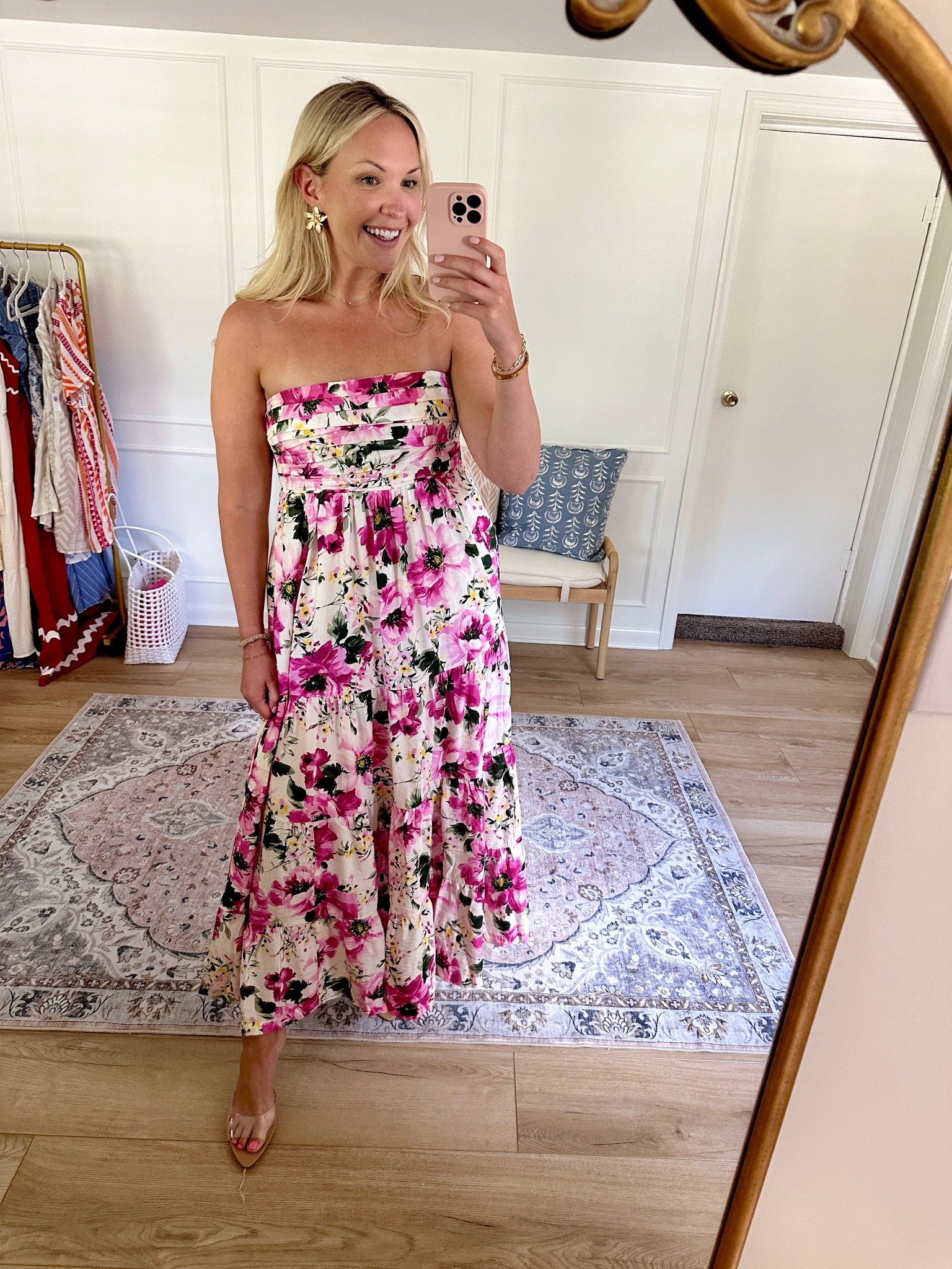 This dress can be worn strapless or with them on. Wearing a med  Fun print and comes in a variety of other colors too. Summer dress / summer outfit / vacation outfit 

#LTKStyleTip #LTKMidsize #LTKSeasonal