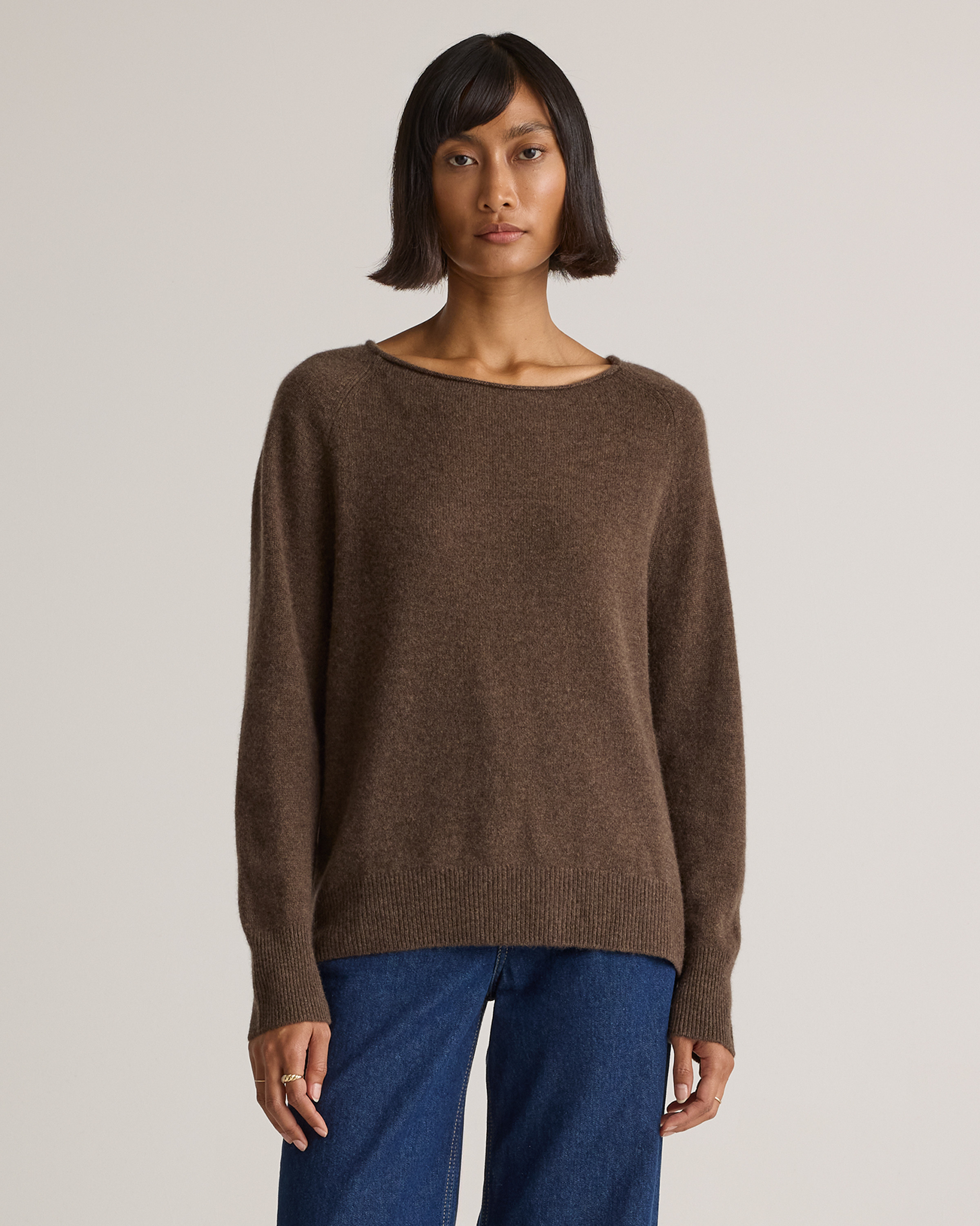 Quince | Women's Mongolian Cashmere Boatneck Sweater in Brown, Size XS | Quince