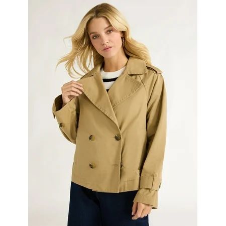 Free Assembly Women s Cropped Trench Coat Sizes XS-XXL | Walmart (US)