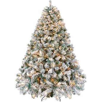 CozyBox (5ft, 6ft, 7ft, 8ft) Premium Snow Flocked Pre-Lit Christmas Tree 3-Mode White Lights ((7f... | Amazon (US)