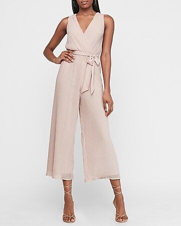 Pleated Wrap Front Jumpsuit | Express