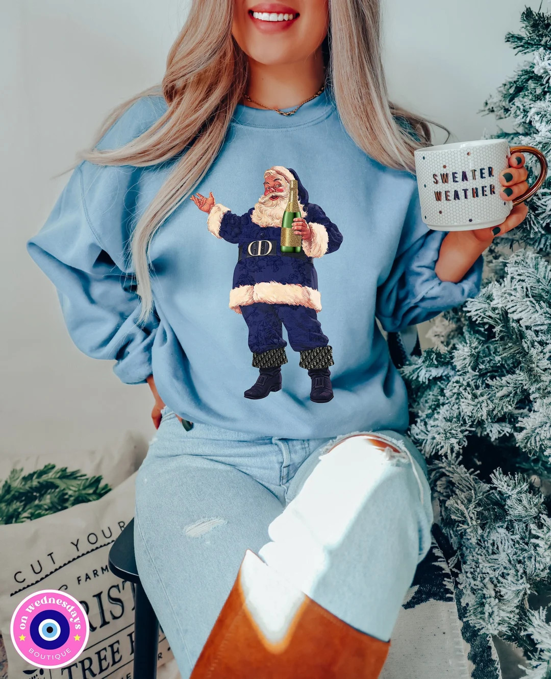 Retro Santa Sweatshirt for Women, Santa Crewneck, Vintage Santa Shirt, Holiday Party Sweatshirt, ... | Etsy (US)