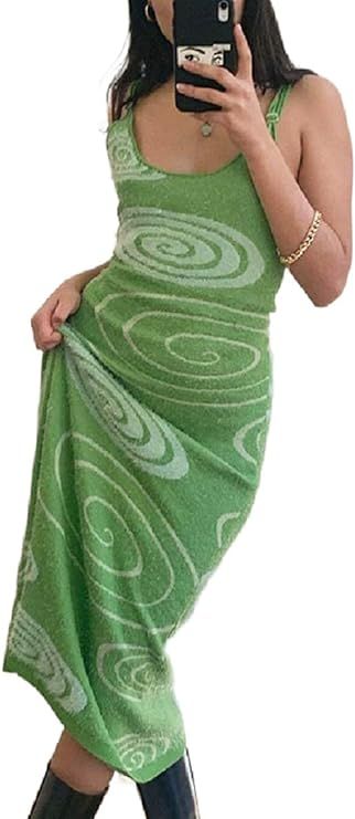 Sexy Halter Neck Bodycon Dress for Women Y2K Knitted Mini Dress V Neck Backless Short Dress E Gir... | Amazon (US)