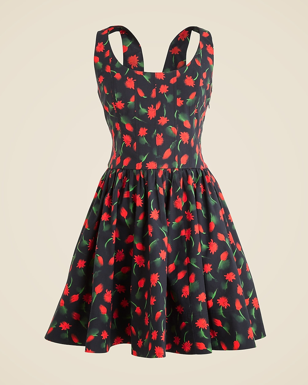 Fit-and-flare mini dress in painted daisy print | J. Crew US
