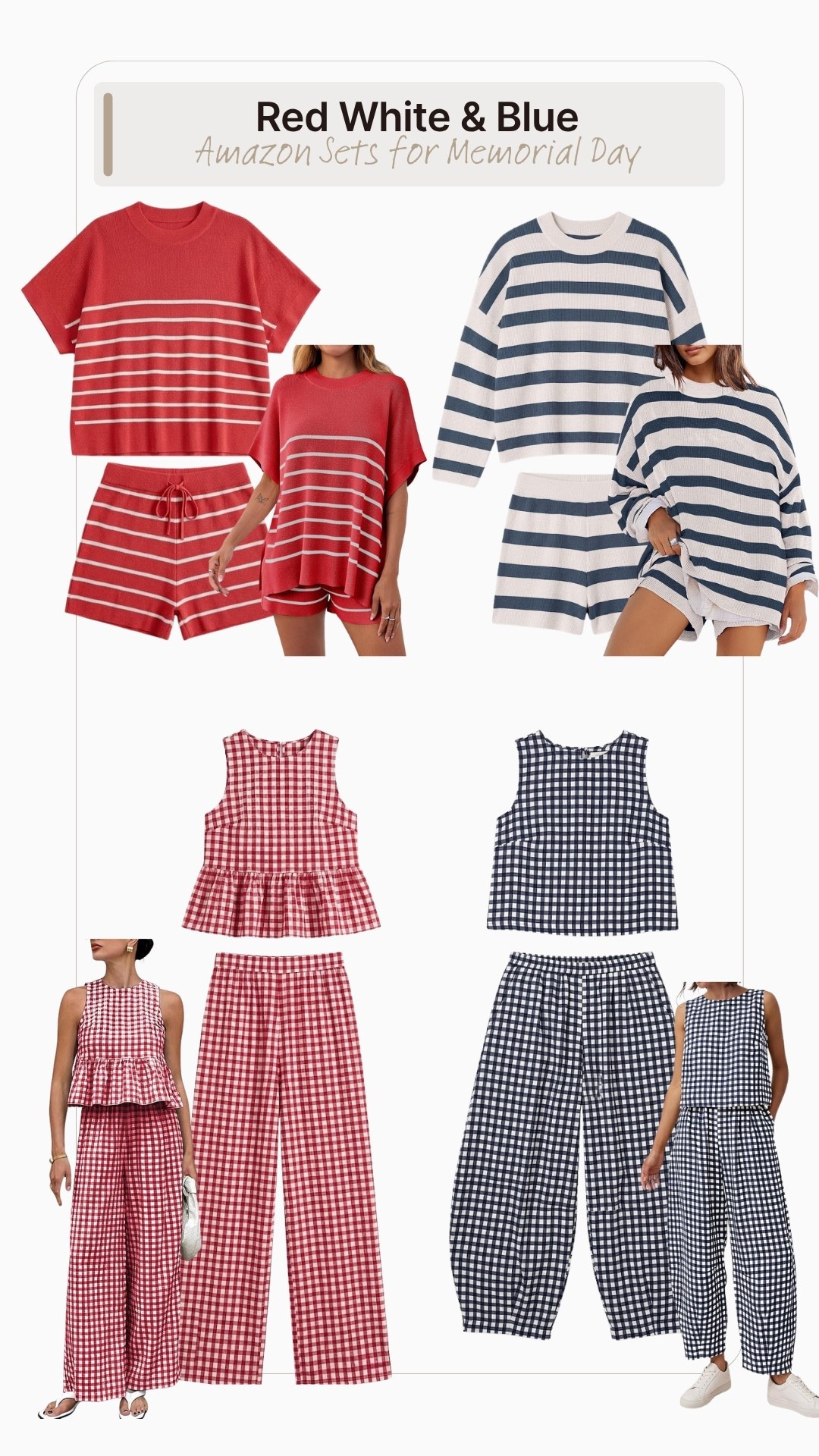 Amazon Knit and woven sets perfect for red white and blue - Memorial Day and 4th of July also Americana summer 🫶🏼🇺🇸

#LTKootd #LTKmomlife #LTKSeasonal