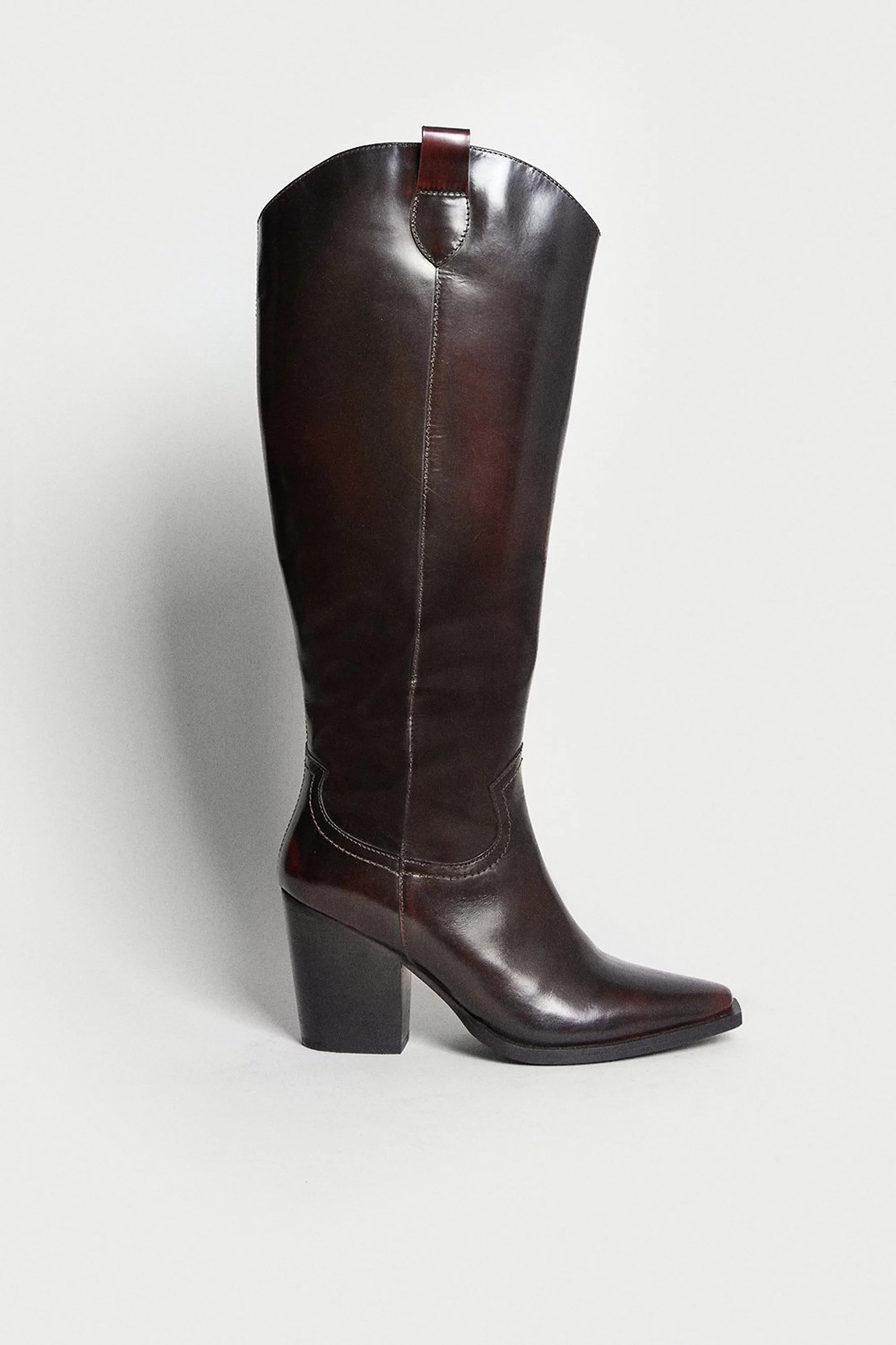 Real Leather Western Knee High Boot | Warehouse UK & IE