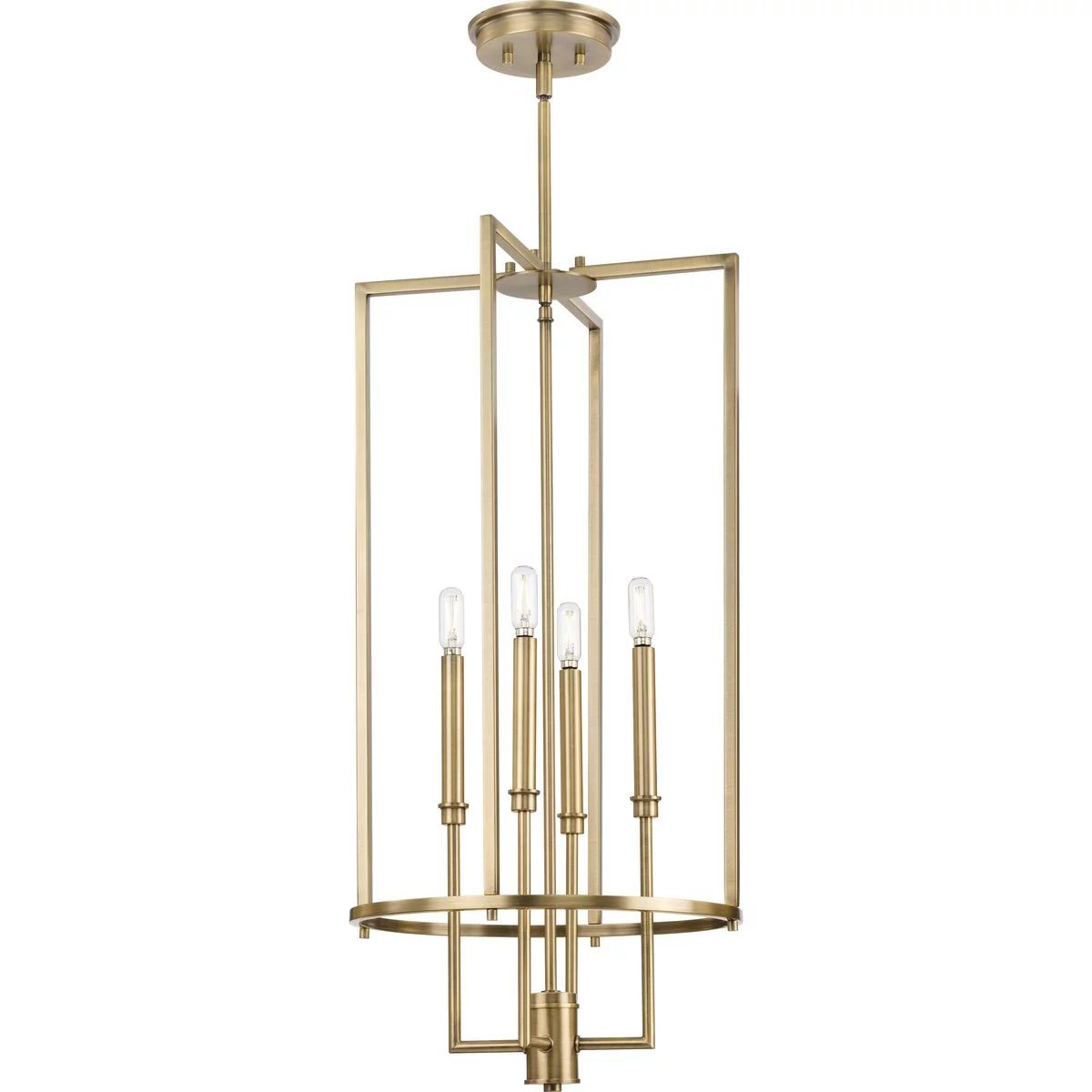 Elara Collection Four-Light New Traditional Vintage Brass Chandelier Foyer Light | Walmart (US)