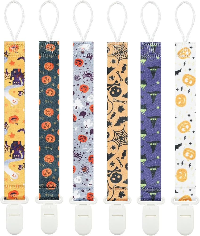 Halloween Pacifier Clips, 6 Pack Binkie Paci Holder Clips for Boys and Girls Fits for Most Pacifi... | Amazon (US)