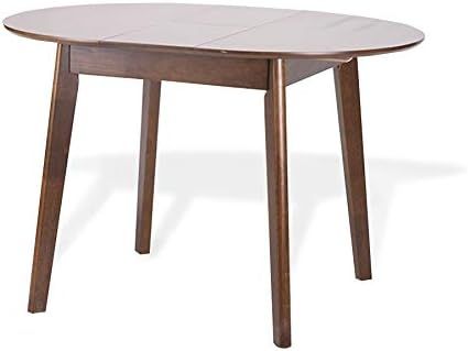 Dining Room Round Extendable Table Modern Solid Wood Medium Brown | Amazon (US)