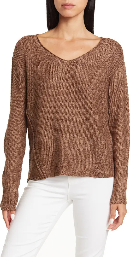 V-Neck Elbow Patch Tunic Sweater | Nordstrom Rack