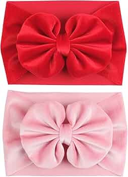 YanJie Velvet Valentine's Baby Headbands, Red Baby Girl Bows Soft Newborn Pink Elastics Baby Bows... | Amazon (US)