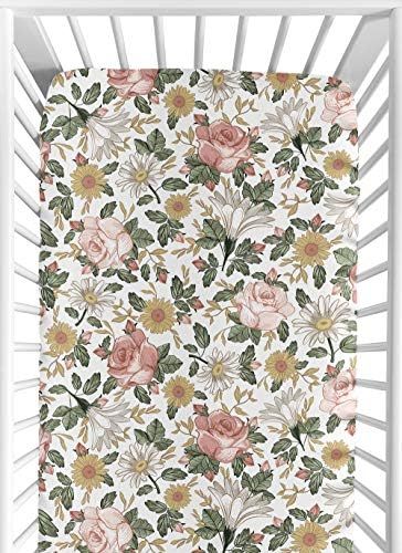 Sweet Jojo Designs Vintage Floral Boho Girl Fitted Crib Sheet Baby or Toddler Bed Nursery - Blush... | Amazon (US)